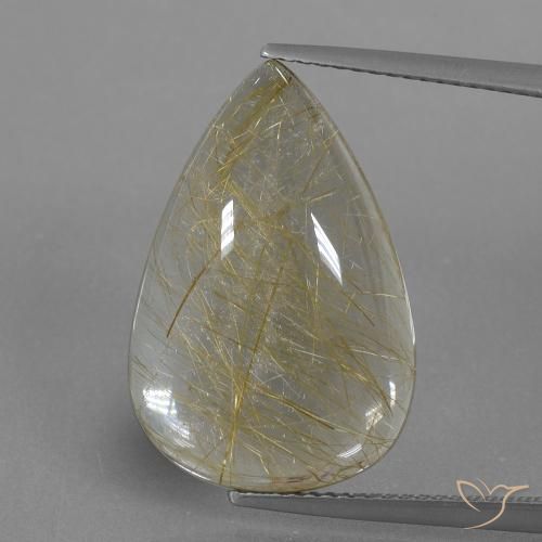 13.44ct Натуральный Очень светлый золотисто-коричневый Рутиловый кварц, Форма груши, Прозрачный