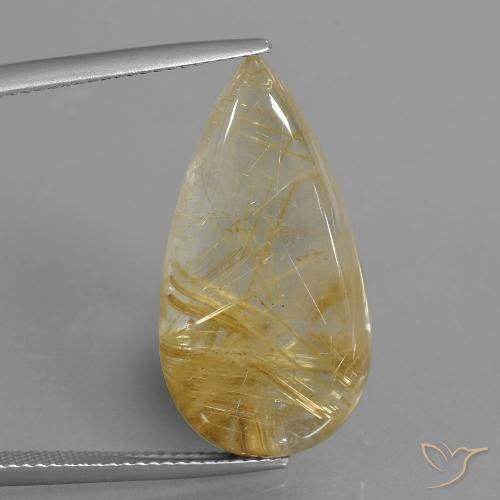 18.69ct Натуральный Среднее золото Рутиловый кварц, Форма груши, Прозрачный
