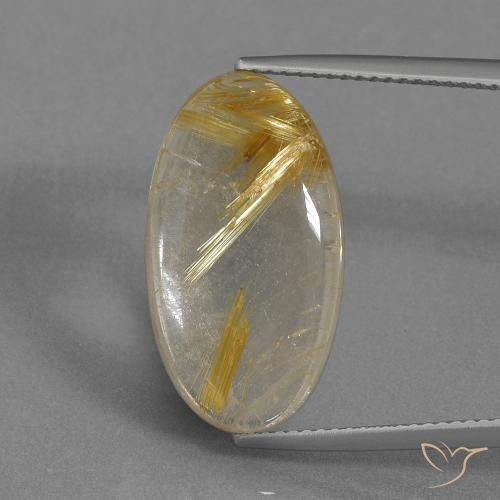 11.13ct Натуральный Очень светлый золотисто-коричневый Рутиловый кварц, Овал, Прозрачный