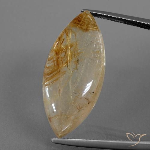 25.82ct Натуральный Оранжево-коричневый Рутиловый кварц, Маркиза, Прозрачный