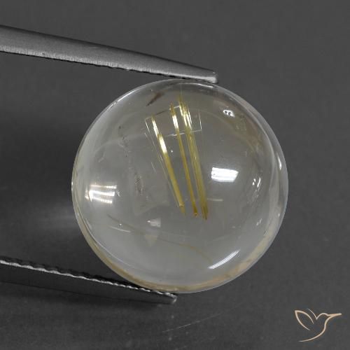 9.47ct Натуральный Палевый Рутиловый кварц, Круглый, Прозрачный