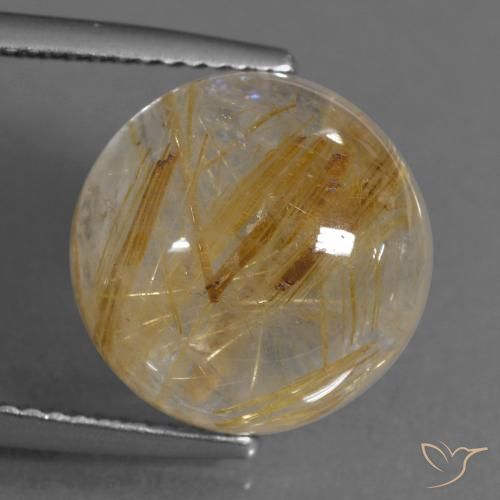 10.19ct Натуральный Очень светлый золотисто-коричневый Рутиловый кварц, Круглый, Прозрачный