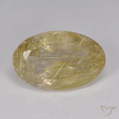 9.05ct Натуральный Очень светлый золотисто-коричневый Рутиловый кварц, Овал, Прозрачный