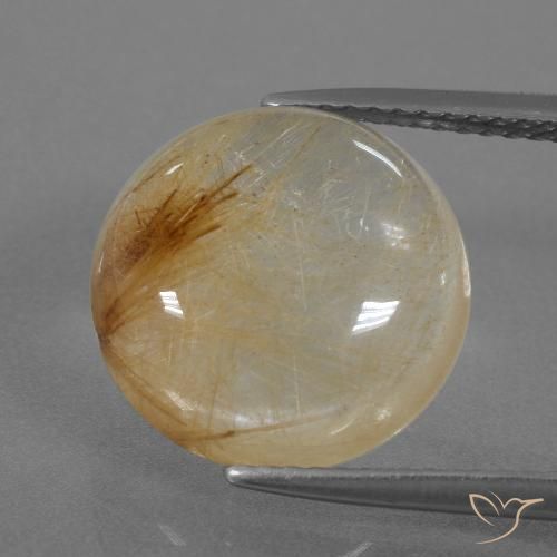 7.04ct Натуральный Очень светлый золотисто-коричневый Рутиловый кварц, Круглый, Прозрачный