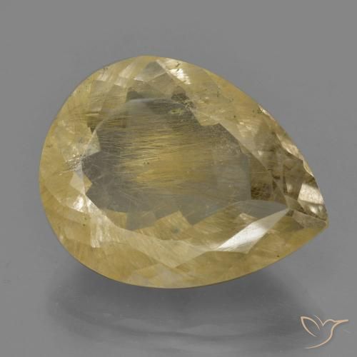 24.15ct Натуральный Теплый желтый Рутиловый кварц, Форма груши, Прозрачный