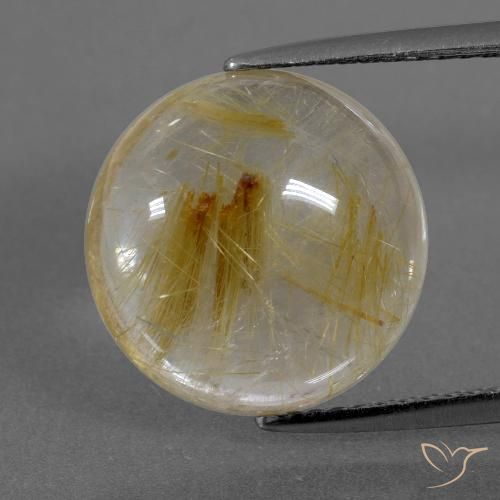 7.25ct Натуральный Очень светлый золотисто-коричневый Рутиловый кварц, Круглый, Прозрачный