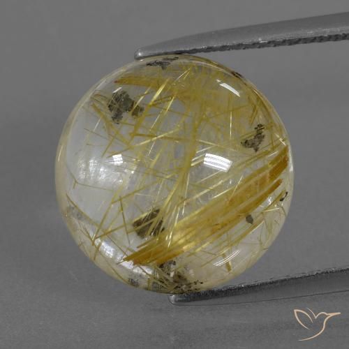8.90ct Натуральный Очень светлый золотисто-коричневый Рутиловый кварц, Круглый, Прозрачный