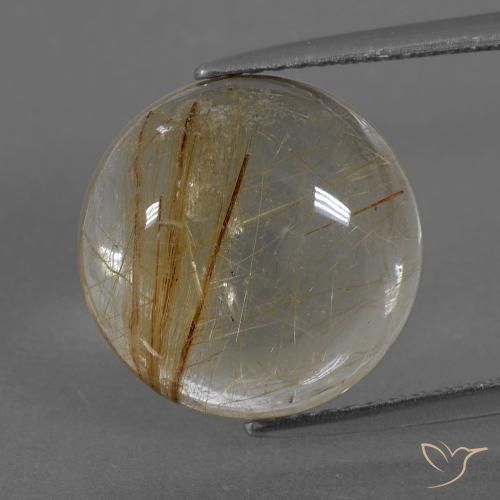 7.22ct Натуральный Очень светлый золотисто-коричневый Рутиловый кварц, Круглый, Прозрачный