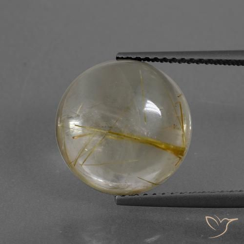 7.50ct Натуральный Очень светлый золотисто-коричневый Рутиловый кварц, Круглый, Прозрачный