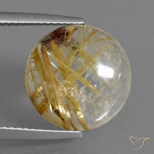 6.12ct Натуральный Очень светлый золотисто-коричневый Рутиловый кварц, Круглый, Прозрачный