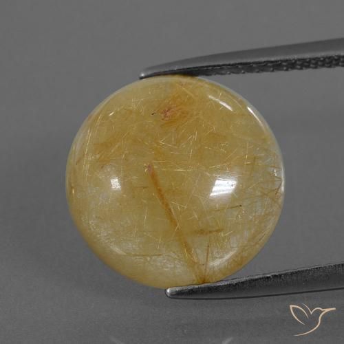 6.33ct Натуральный Золотисто-желтый Рутиловый кварц, Круглый, Полупрозрачный