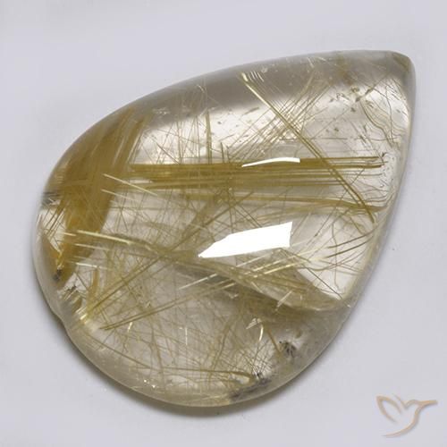 17.23ct Натуральный Очень светлый золотисто-коричневый Рутиловый кварц, Форма груши, Прозрачный