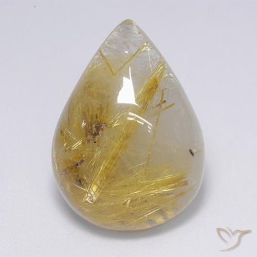 16.01ct Натуральный Среднее золото Рутиловый кварц, Форма груши, Полупрозрачный