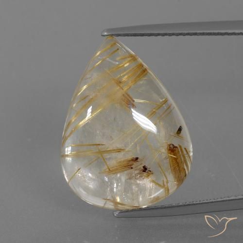 14.70ct Натуральный Очень светлый золотисто-коричневый Рутиловый кварц, Форма груши, Прозрачный