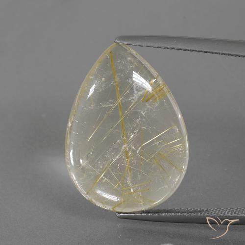 12.47ct Натуральный Тосканский желтый Рутиловый кварц, Форма груши, Прозрачный