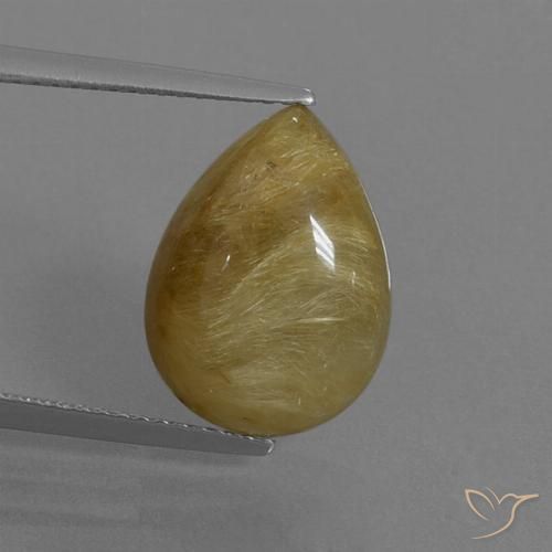 6.05ct Натуральный Очень светлый золотисто-коричневый Рутиловый кварц, Форма груши, Полупрозрачный
