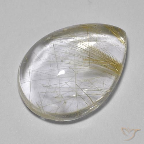 6.04ct Натуральный Светло-желтый Рутиловый кварц, Форма груши, Прозрачный