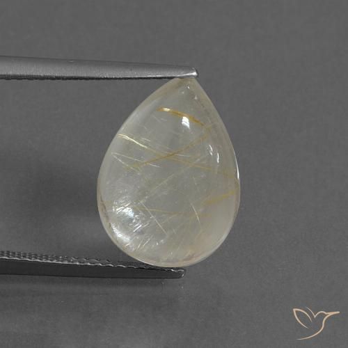 7.05ct Натуральный Землисто-желтый Рутиловый кварц, Форма груши, Прозрачный