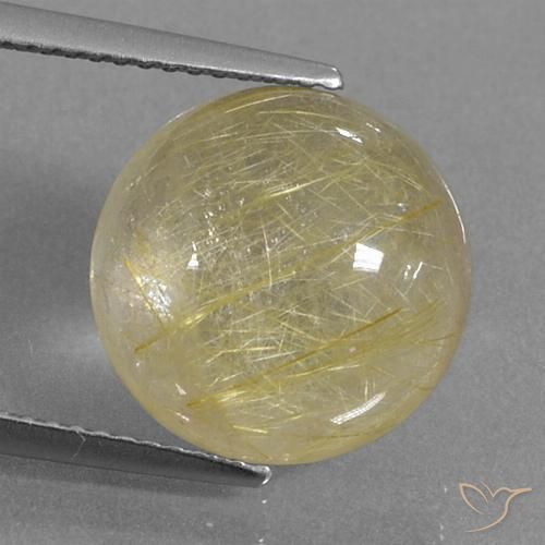 8.60ct Натуральный Очень светлый дижонский желтый Рутиловый кварц, Круглый, Прозрачный