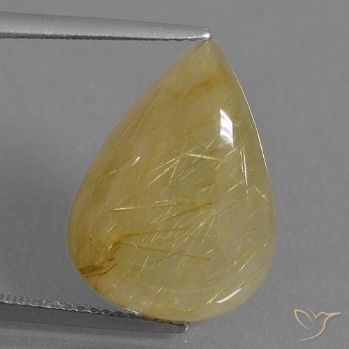10.55ct Натуральный Золотисто-желтый Рутиловый кварц, Форма груши, Полупрозрачный