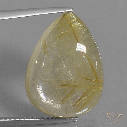 14.46ct Натуральный Очень светлый золотисто-коричневый Рутиловый кварц, Форма груши, Прозрачный