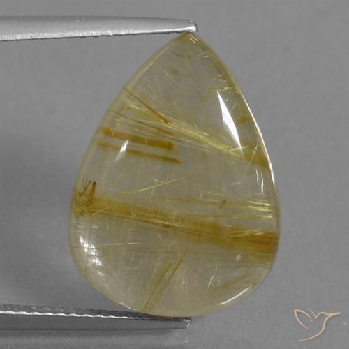 10.78ct Натуральный Очень светлый золотисто-коричневый Рутиловый кварц, Форма груши, Прозрачный
