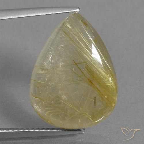 13.63ct Натуральный Золотисто-желтый Рутиловый кварц, Форма груши, Прозрачный