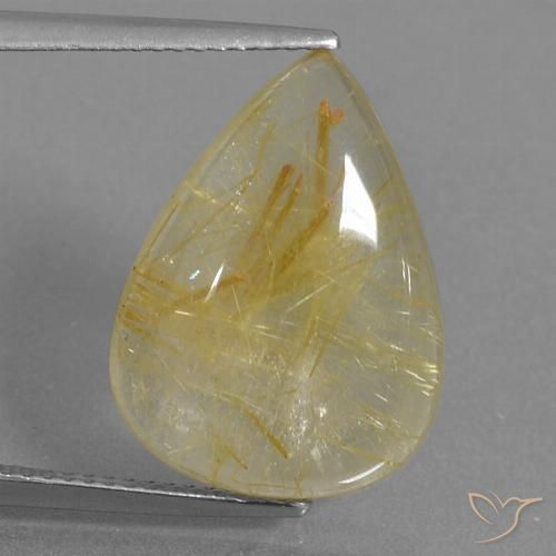 9.59ct Натуральный Золотисто-желтый Рутиловый кварц, Форма груши, Прозрачный