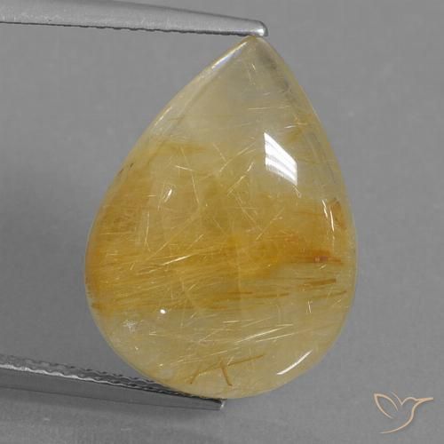 11.51ct Натуральный Среднее золото Рутиловый кварц, Форма груши, Полупрозрачный