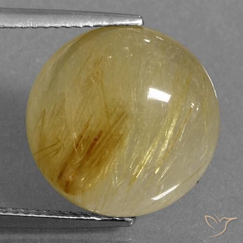 10.27ct Натуральный Желтоватое золото Рутиловый кварц, Круглый, Полупрозрачный