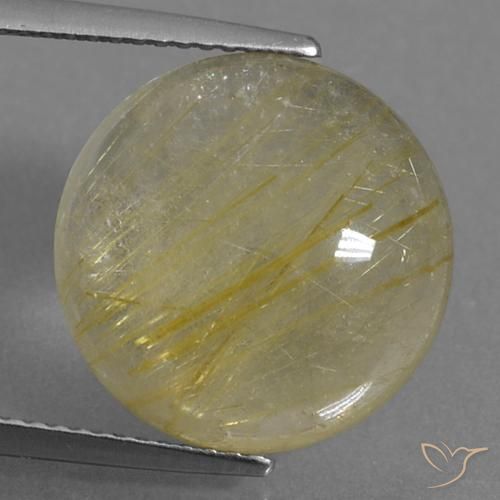 10.86ct Натуральный Светло-желтый Рутиловый кварц, Круглый, Прозрачный