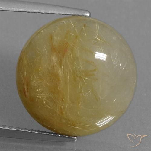 8.58ct Натуральный Очень светлый золотисто-коричневый Рутиловый кварц, Круглый, Полупрозрачный