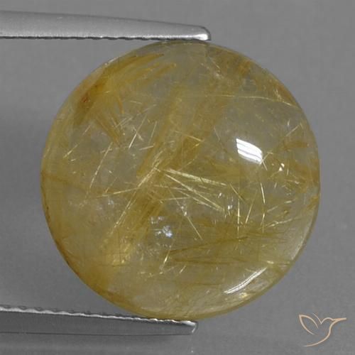 9.34ct Натуральный Очень светлый золотисто-коричневый Рутиловый кварц, Круглый, Прозрачный