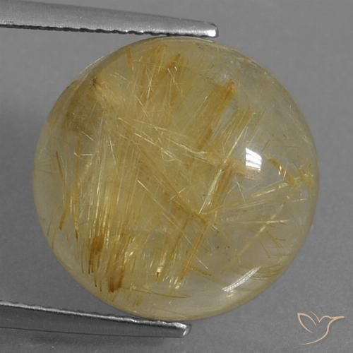 12.19ct Натуральный Очень светлый золотисто-коричневый Рутиловый кварц, Круглый, Прозрачный