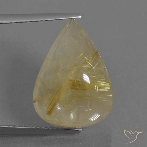 14.96ct Натуральный Яркое золото Рутиловый кварц, Форма груши, Прозрачный