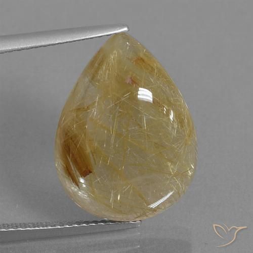 12.99ct Натуральный Среднее золото Рутиловый кварц, Форма груши, Прозрачный