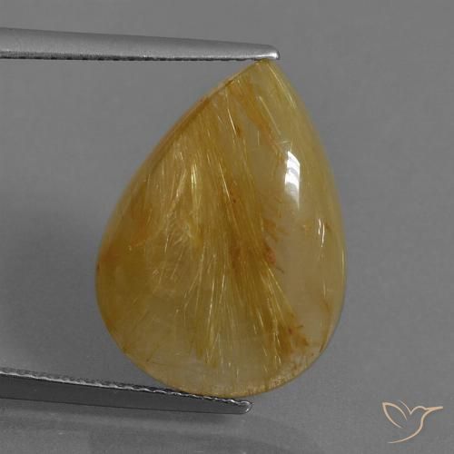 10.93ct Натуральный Золотисто-желтый Рутиловый кварц, Форма груши, Полупрозрачный