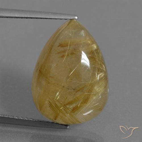 14.43ct Натуральный Очень светлый золотисто-коричневый Рутиловый кварц, Форма груши, Полупрозрачный