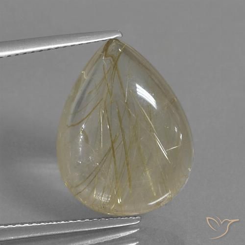 11.83ct Натуральный Очень светлый золотисто-коричневый Рутиловый кварц, Форма груши, Прозрачный