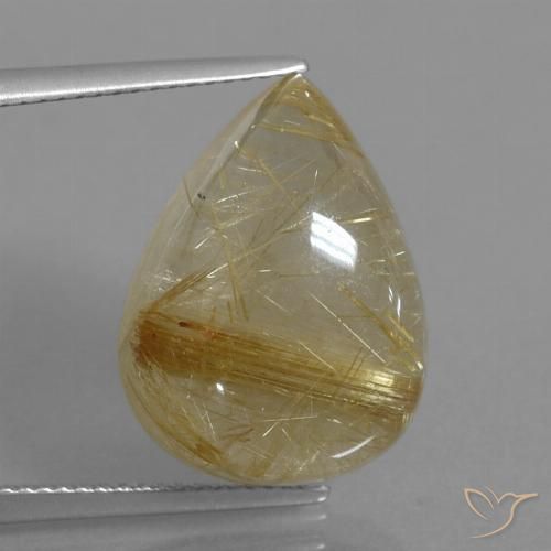 16.60ct Натуральный Очень светлый золотисто-коричневый Рутиловый кварц, Форма груши, Прозрачный