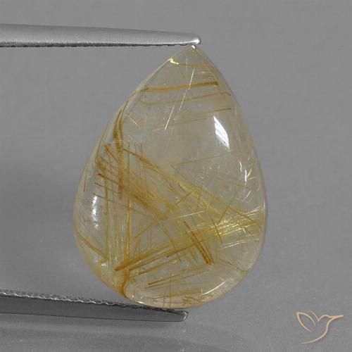 10.98ct Натуральный Очень светлый золотисто-коричневый Рутиловый кварц, Форма груши, Прозрачный