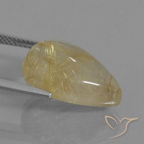 10.98 карата, натуральный Очень светлый золотисто-коричневый Рутиловый кварц, Форма груши, Прозрачный