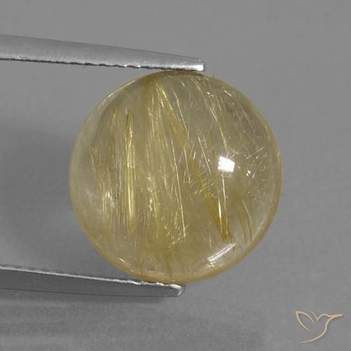 7.13ct Натуральный Очень светлый золотисто-коричневый Рутиловый кварц, Круглый, Прозрачный