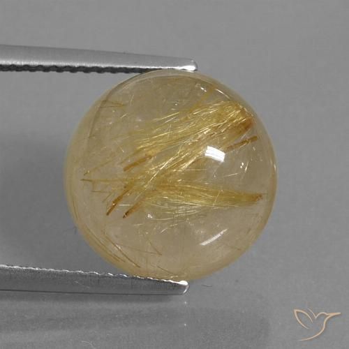 9.61ct Натуральный Среднее золото Рутиловый кварц, Круглый, Прозрачный