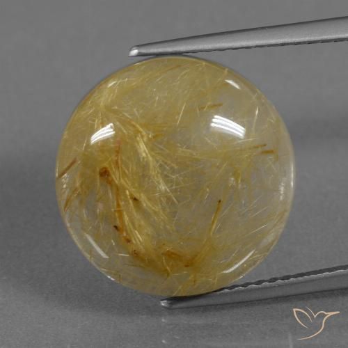 12.46ct Натуральный Среднее золото Рутиловый кварц, Круглый, Полупрозрачный