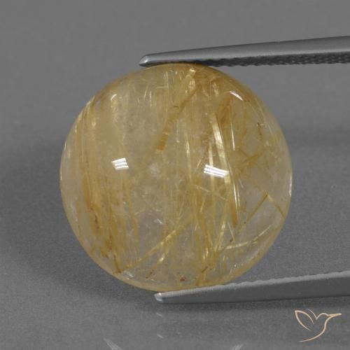9.41ct Натуральный Золотисто-желтый Рутиловый кварц, Круглый, Полупрозрачный