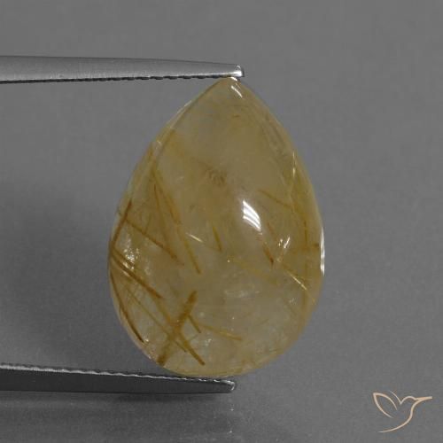 13.43ct Натуральный Очень светлый золотисто-коричневый Рутиловый кварц, Форма груши, Прозрачный