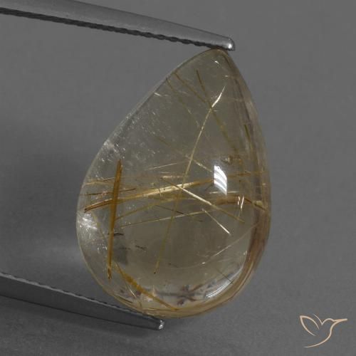 11.92ct Натуральный Светло-коричневый Рутиловый кварц, Форма груши, Прозрачный