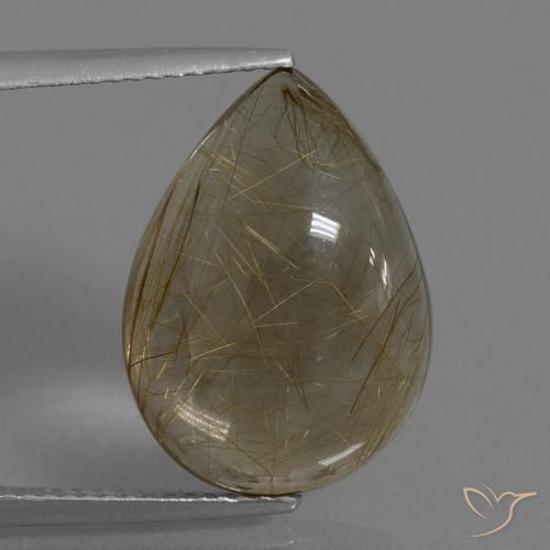 9.98ct Натуральный Светло-коричневый Рутиловый кварц, Форма груши, Прозрачный