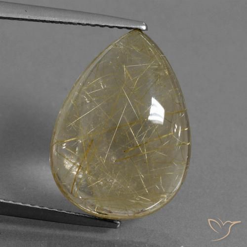 10.12ct Натуральный Палевый Рутиловый кварц, Форма груши, Прозрачный